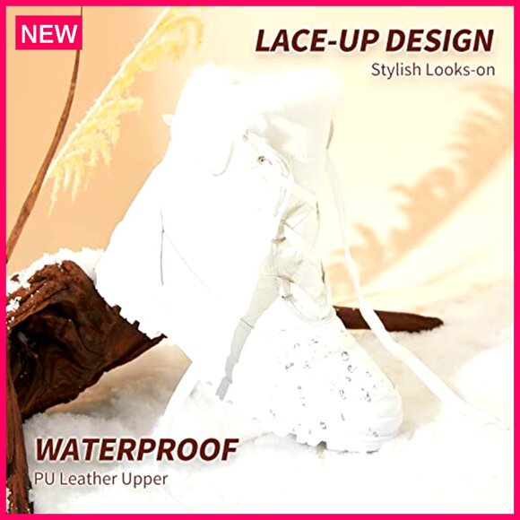 Womens Warm Fur Lined Mid-Calf Boots Waterproof Non-Slip Snow Winter Combat - Picture 5 of 8